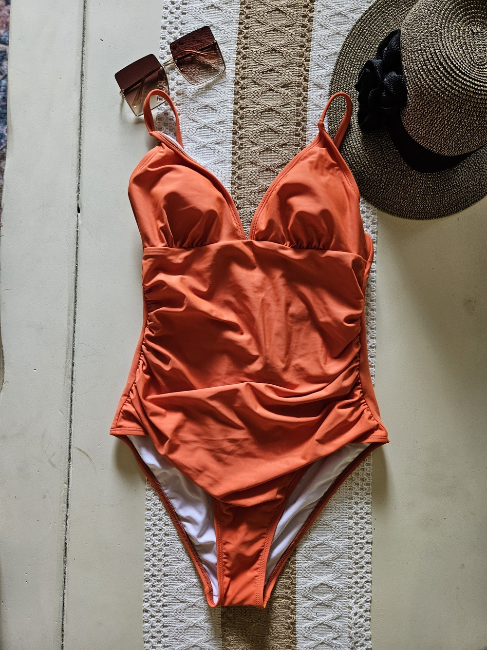 NWT Cupshe Orange One-Piece Swimsuit with Tummy Control Size Medium